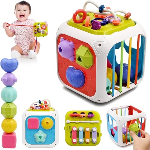 Image of Cable World Baby Toddler Activity Center Musical Activity Cube Play Learning Center Toy Interactive Educational Activity House Multi-Functions with Lights Sounds (7 in 1 Cube)
