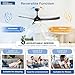 Sofucor 52 Inch Ceiling Fans with Lights Remote Control, Black Outdoor Ceiling Fan with Light Airflow 6000CFM 3 CCT Dimmable 3-Timer ABS 3 Blades Reversible DC Motor for Living Room Bedroom Patio