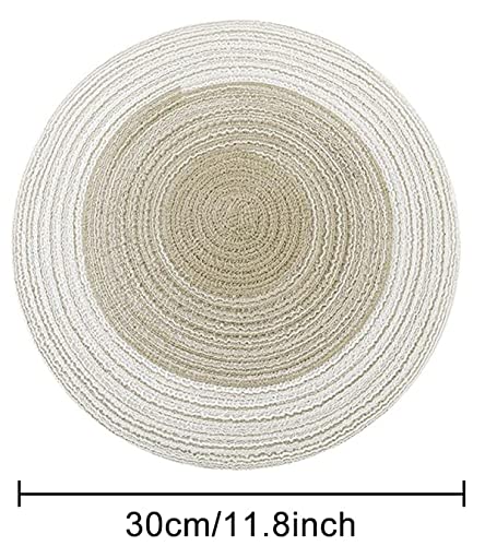 Image of Jute Placemats Set of 6 Heat Resistant Round Place Mats Natural Jute Woven Braided Table Mats Thick Farmhouse Placemats Trivet Round Braided Placemats for Dining Table(Cream, Set of 6)