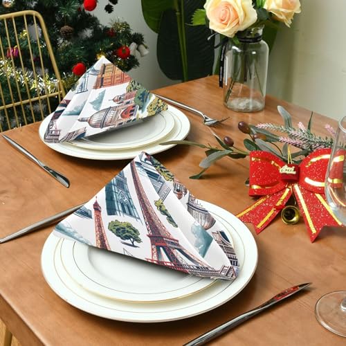 Servilletas de Tela Qilmy con Estampado The World Landmarks x6 miniatura 3