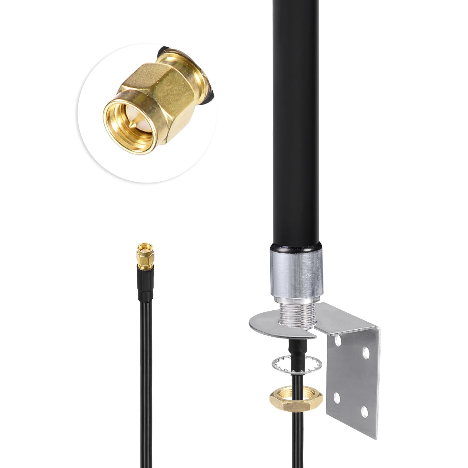 Bingfu 4G LTE Antenne Outdoor Große Reichweite 6 dBi SMA/RPSMA Wandmontage wasserdichte Glasfaserantenne mit 3 m Kabel kompatibel mit 4G LTE-Router Gateway Modem Sicherheitskamera, Mattschwarz