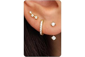 14K Gold Plated Sterling Silver Post Earrings Set: Timeless Elegance for Multiple Piercings