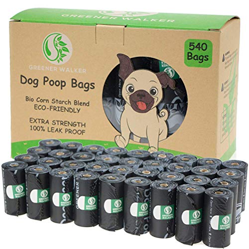 Greener Walker Poo Bags for Dog Waste, 540 Poop Bags,Extra Thick Strong 100% Leak Proof Biodegradable Dog Poo Bags (Black)