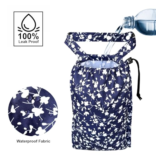 Image of Cute Hanging Car Trash Garbage Bag 100% Leakproof Waterproof Multipurpose for Car Back Front Seat Console with Hanging Strap (Small Flowers)