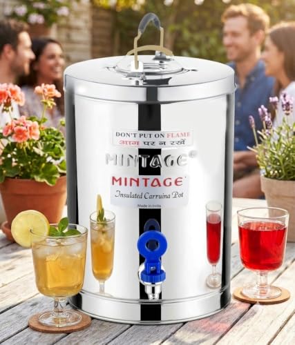 Image of Mintage Tea Container 5 Liters Desire Stainless Steel Insulated | Leakproof Durable | Lightweight | Storage Solution | Beverage Preservation | Teapot Dispenser Jar | Canteen Chai Kettle