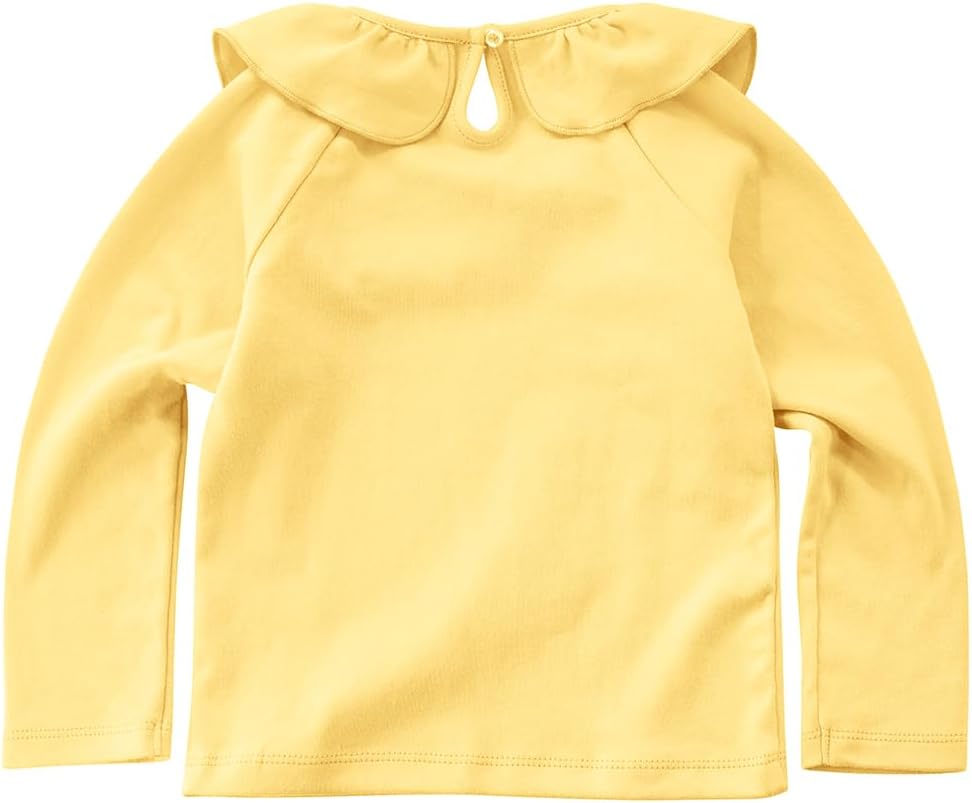 Condition photo showing New/Like New for Little Girls Ruffle Collar T-Shirt Children Cotton Soild Color Long Sleeve Blouse Tee Tops 2-7 Years 3T Yellow