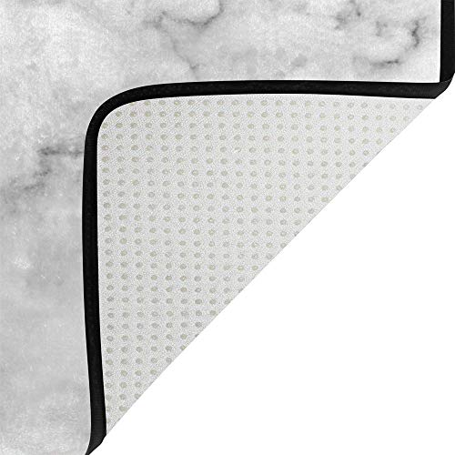 Grand tapis de sol texture marbre blanc chic lavable 182x121 cm