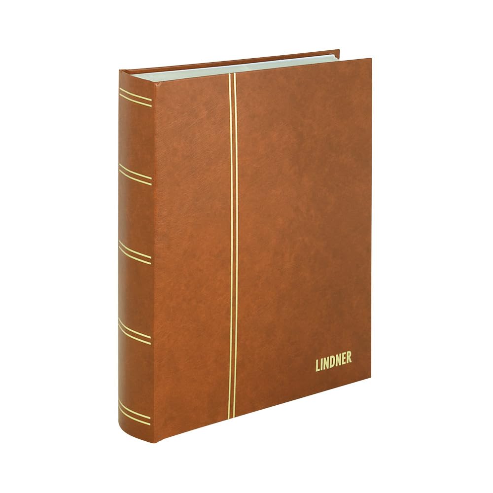 Classeur Lindner Original 64 Pages Blanches – 230 X 305 Mm, 10 Bandes Cristal Par Page, Couverture Simili Cuir Bleue