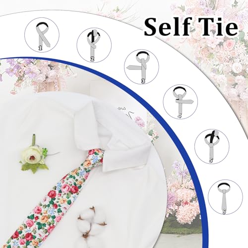 Image of Luckyvestir Ties for Men, Sage Green Cotton Floral Tie 2.76 inch Flower Printed Men's Neckties for Wedding /Groomsmen /Suit /Party