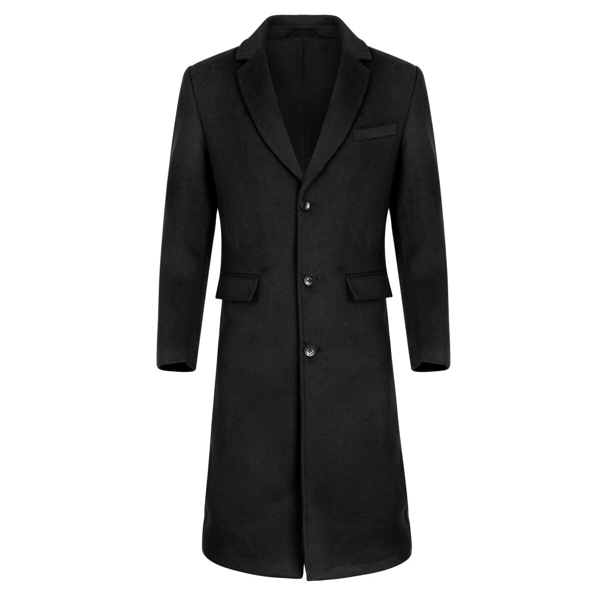 Allthemen Cappotto da Uomo Lungo Invernale Coat In Lana Outerwear Slim Fit Colletto Risvolto Trenchcoat Business
