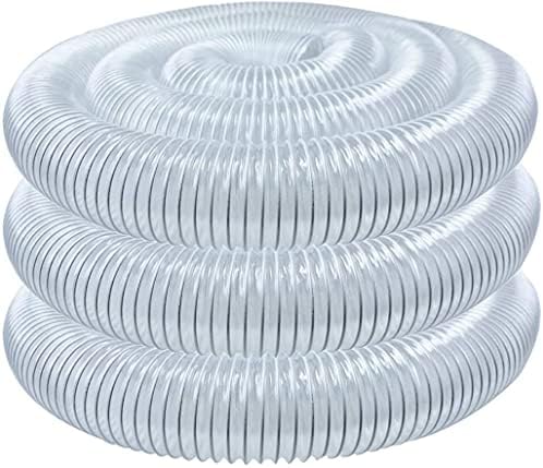 POWERTEC 70143 PVC Dust Collection Hose (4 Inch x 20 Feet), Flexible Clear View Heavy Duty PVC Hose