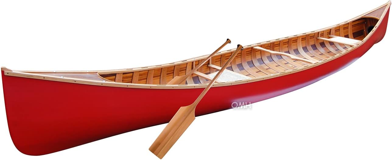 Red Wooden Canoe with Ribs 16
