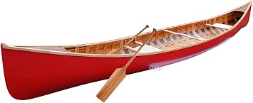 Red Wooden Canoe with Ribs 16