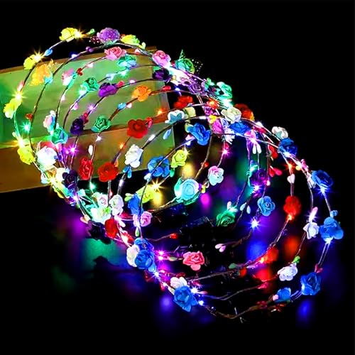 20 pezzi ghirlanda di fiori colorati per capelli, accessori di illuminazione a LED per matrimoni, feste, festival e compleanni