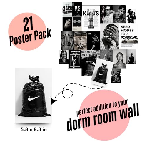 Image of Yellow Town India Urban Legends 2.0 Hip Hop Wall Poster Kit for Men | Minimal Black & White Streetwear Aesthetic Posters for Room Decor | 300 GSM Multi Sized Art Prints | A4+A5+A6 Poster Mix | Free Wall Adhesive