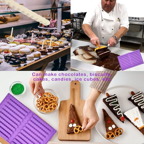 Fleymu Silikon Backmatte Riegel, Knabberstangen, Silikon-Keksform Backmatte, Kekse Sticks Hundeleckerli Formen, Kaustangen als Hundekeks, Backform Müsli Riegel, Snack für Mensch und Tier(Lila)