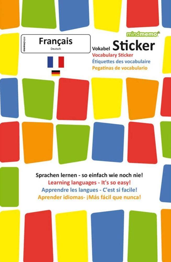 mindmemo Vokabel Sticker - Grundwortschatz Französisch / Deutsch - 280 Vokabel Aufkleber - Zusammenfassung: Lernen ganz einfach - 3D Lernhilfe