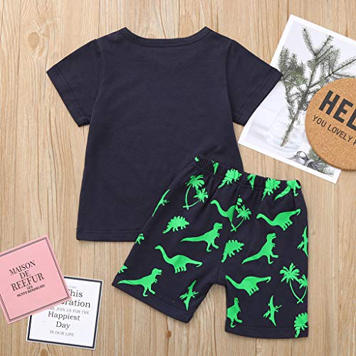 ZEFOTIM Toddler Baby Kids Boys Dinosaur Summer Pajamas Sleepwear Tops Pants Outfits Set