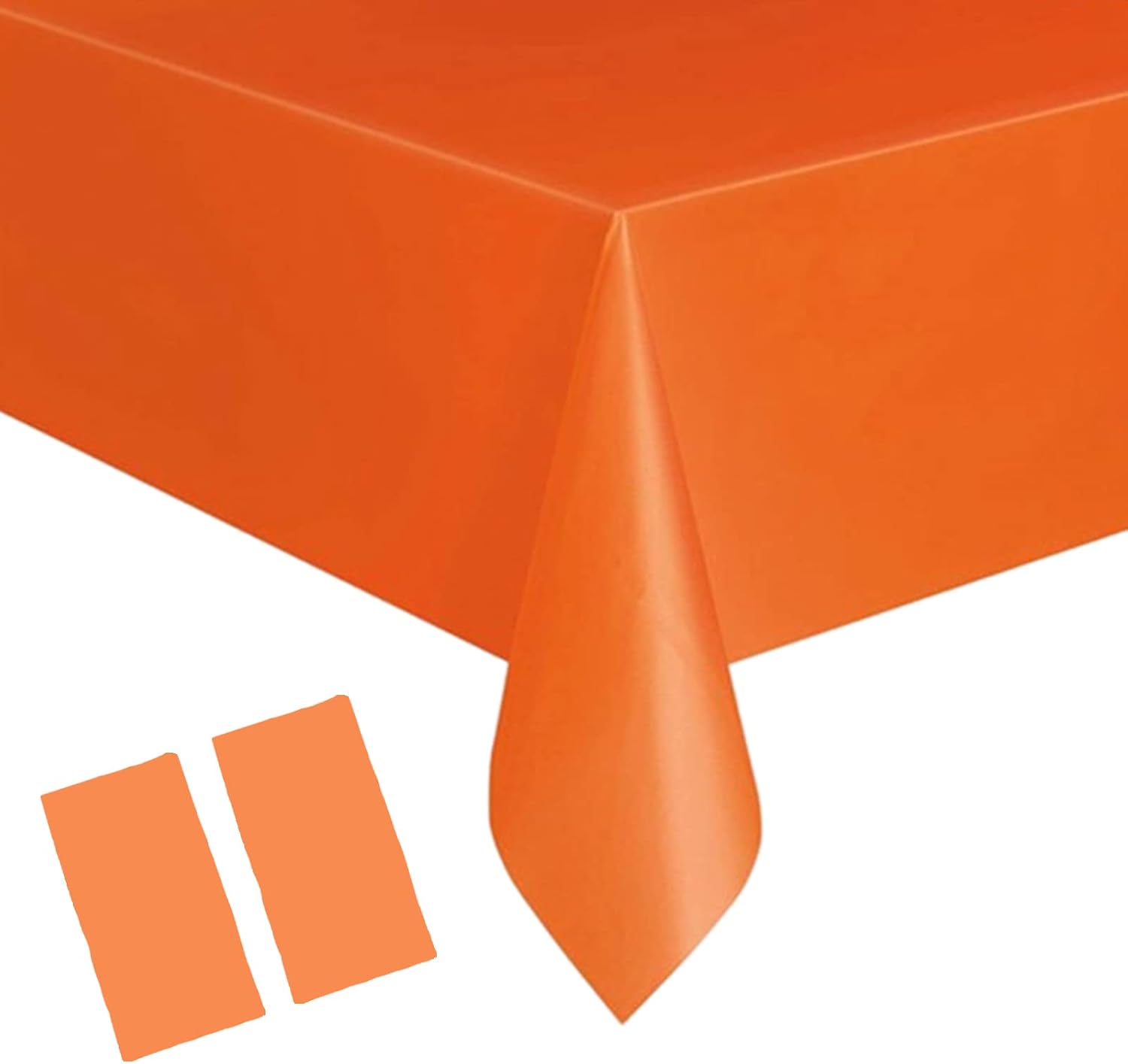 2Pcs 137*274cm Orange Disposable Halloween TableCloth Party,Rectangular Dining Tablecovers Plastic Orange Table Cloth Party for Indoor/Outdoor Picnic,Christmas,Halloween,Birthday Parties Decorations