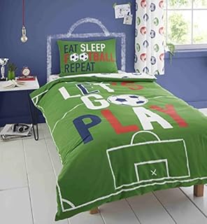 Catherine Lansfield Eat Sleep Football Easy Care Single Duvet Set Green
