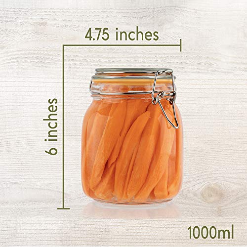 Image of Glass Jar with Airtight Lid Leak Proof Rubber Gasket (33 oz) | Food Storage Jar, Wide Mouth, Leak Proof Kitchen Canister