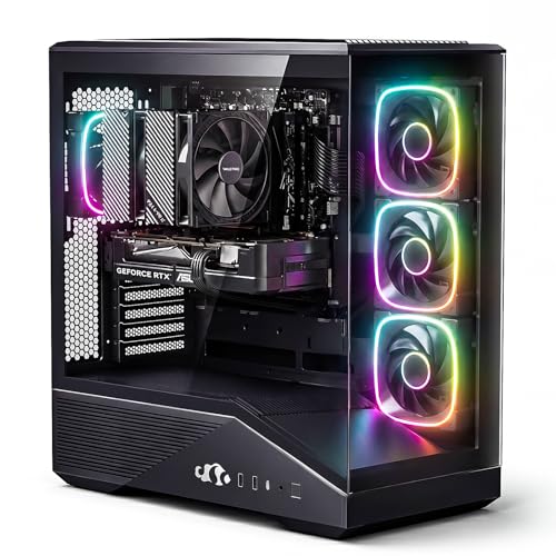 NIMO Gaming-Desktop, GeForce RTX-5080 16GB Intel i5-14400F(Up to 3.6GHz beat i7-11700) 32GB DDR5, 1TB SSD, 1000W Power Supply ARGB Fan x4, Prebuilt PC Business & AI Creation Digital Nomads Streaming
