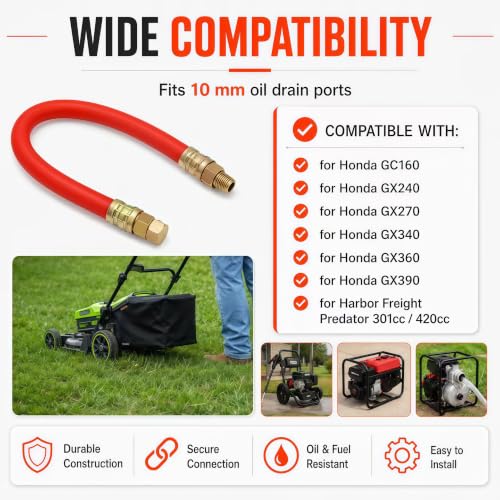 Image of HON1010 10mm Oil Drain Hose for Hon-da GX110-390 GC160 M10x1.25 (2-Pack) | Fits Hon-da GX110-390 & GC160 engines; M10x1.25 thread; durable oil drain hose for quick, clean oil changes. 2-Pack
