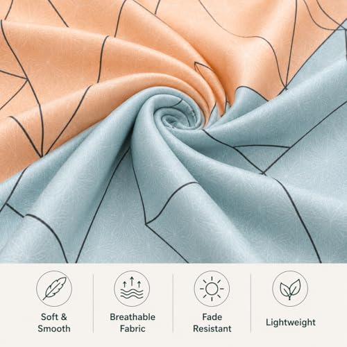 Image of Diamond Check Fitted Bedsheet for Double Bed with 2 Pillow Covers | Premium Soft Feel | Elegant Blue Geometric Design | Elastic All Around with Deep Pocket Fit | King Size 72x78 Inches