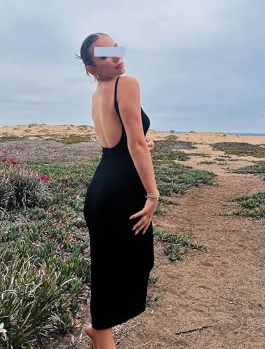 Image of Women Backless Maxi Dress Sexy Spaghetti Straps Long Bodycon Cocktail Party Dresses