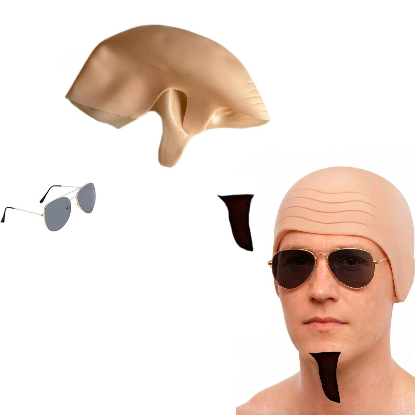 MAIKAOZAI Adult Bald Cap Realistic Look for Fancy Dress Costume, Funny Latex Bald Head Wig Cover for Party Role Play Cosplay Accessory