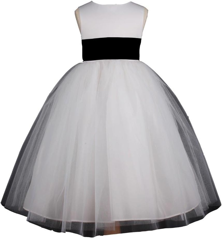 Prince Lover Pink Promise Flower Girl's White Wedding Pageant V-Back Ankle Length Dress