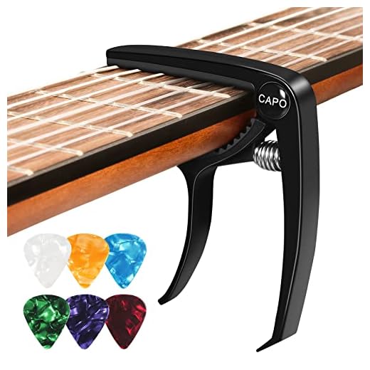 Cejilla Guitarra Española, Cejilla Guitarra Acustica con 6 Púas para Guitarra, Capo para Electrica Guitar Ukelele Profesional Capodastro Aleación Negro