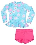 Jojobaby Baby Girls Kids 2 Piece Long Sleeve Floral UV Sun Protection Rash Guards Swimsuit Bathing S