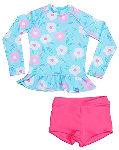 Jojobaby Baby Girls Kids 2 Piece Long Sleeve Floral Uv Sun Protection Rash Guards Swimsuit Bathing Suit Upf50+ (Xl(5-6 Years), Style A) #TOP14