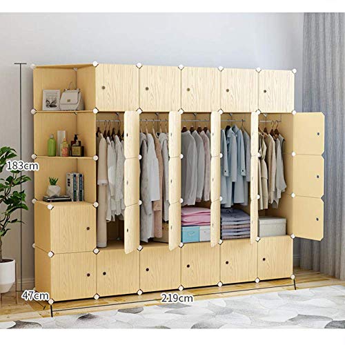 XHCP Armario de Resina portátil, Armario, Organizador de Almacenamiento Modular de Grano de Madera, estantes, estantería, Zapatero, Armario, Armario Azul para Dormitorio -t L219 & Times