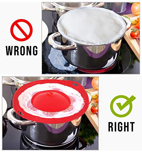 2 Pack Boil Over Spill Stopper Lid For Steam Pot, Bpa-Free 11.5" Silicone Cover, Stop Pots & Pans From Messy Spill Overs Multi Function Kitchen Tool, Used In Bakeware, Microwave Boil Spill Stopper Safe Guard #TOP5