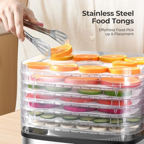 Image of OSTBA 8-Tray Food Dehydrator, 72H Timer & Temp Control up to 158℉, Includes 8 Mesh Sheets, 1 Fruit Roll Tray, 1 Tongs, Recipe Book for Jerky, Fruit, Meat, Vegetables, Herbs, BPA-Free