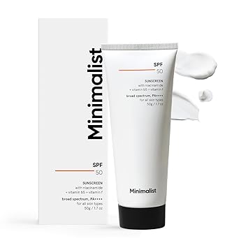 Minimalist Sunscreen SPF 50 PA++++ | Clinically Tested in US (In-Vivo) | Lightweight Cream with Multi-Vitamins | No White Cast | Broad Spectrum Niacinamide Sunscreen For Oily Skin, Dry Skin | For Women & Men | 50g (Pack of 1) - image, photos