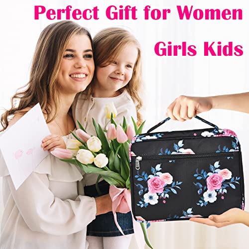 Olypegic Bible Covers For Women 10.6 X 8.3 X 2.3In Bible Case Girls Bible Bag With Handles Bible Carrying Case With Pen Slots And Zippered Large Size Ladies Scripture Book Accessories (Pink On Black) #TOP5