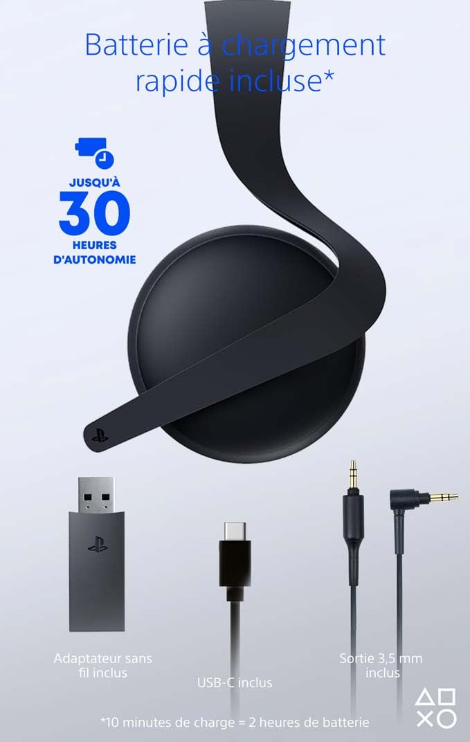 Playstation Sony, Casque-Micro sans Fil Pulse Elite 5, Compatible PC et Mac, Audio sans Perte Link, Micro Rétractable, Réduction de Bruit IA, 30h d’Autonomie, Couleur : Noire