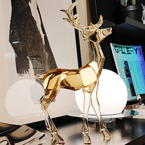 Hozuso Acrylic Reindeer Figurine Glass Collection Ornament Statue Animal Collectible Standing Christmas Decor Home Decor (Amber) #TOP2