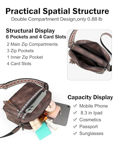 FADEON Crossbody Bags for Women Designer Vegan Leather Crossbody Purse Multi-pocket Medium Shoulder Bag with Card Slots4