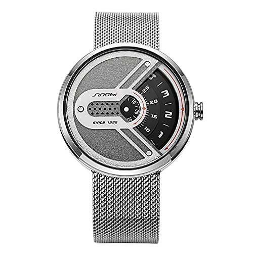 SINOBI Analogue Mens Grey/Black Dial Watch - 11S9831G01 (Silver Strap) (B09CFZ6HS1) Amazon Price History, Amazon Price Tracker