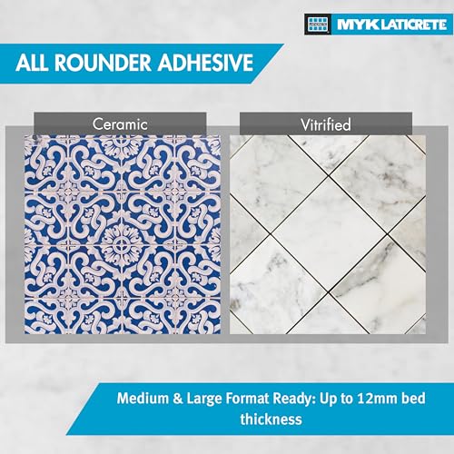 Image of MYK LATICRETE Tile Adhesive 325 High Flex White (20 KG) | Ideal for Floor & Wall |Interior & Exterior Tile Installation | Used for Medium & Large Format Tiles |Used for Glass Mosaics (Swimming Pools)