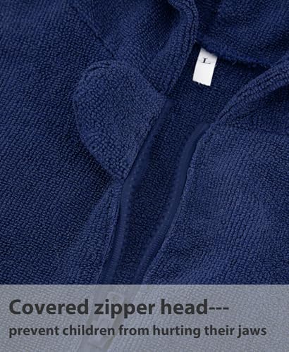 Image of MissShorthair Hooded Towel Robe for Kid, Zipper Beach Cover Up, Swim Changing Robe for Boy, Girls Bath Towelling Poncho