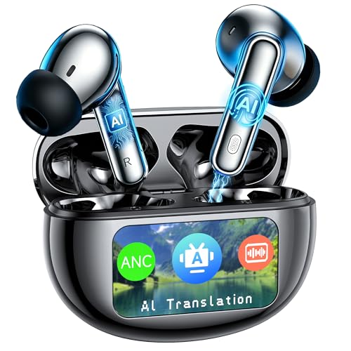 Image of AI Translation Earbuds Real Time,199+ Language Translator Earbuds,Bluetooth 6.1 Audifonos Traductores Ingles Espanol,4 ANC Mic Translating Device,Translate Ear Buds for Travel Learning with LCD Touch
