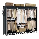 CASAMAYA Portable Closet, 81.5 Inch Extra Large Capacity Wardrobe Closet with Cover, Clothes Storage Organizer with Shelves and 5 Hanging Rods, Easy to Assembly, Black PCT136B01
