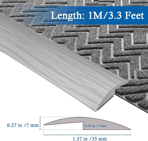 Tira de transición de PVC para Suelos - Rampa para Puerta de 2 m para Laminado y Vinilo, Cubierta de umbral para Alturas Inferiores a 5 mm, Divisor para una transición Suave del Suelo
