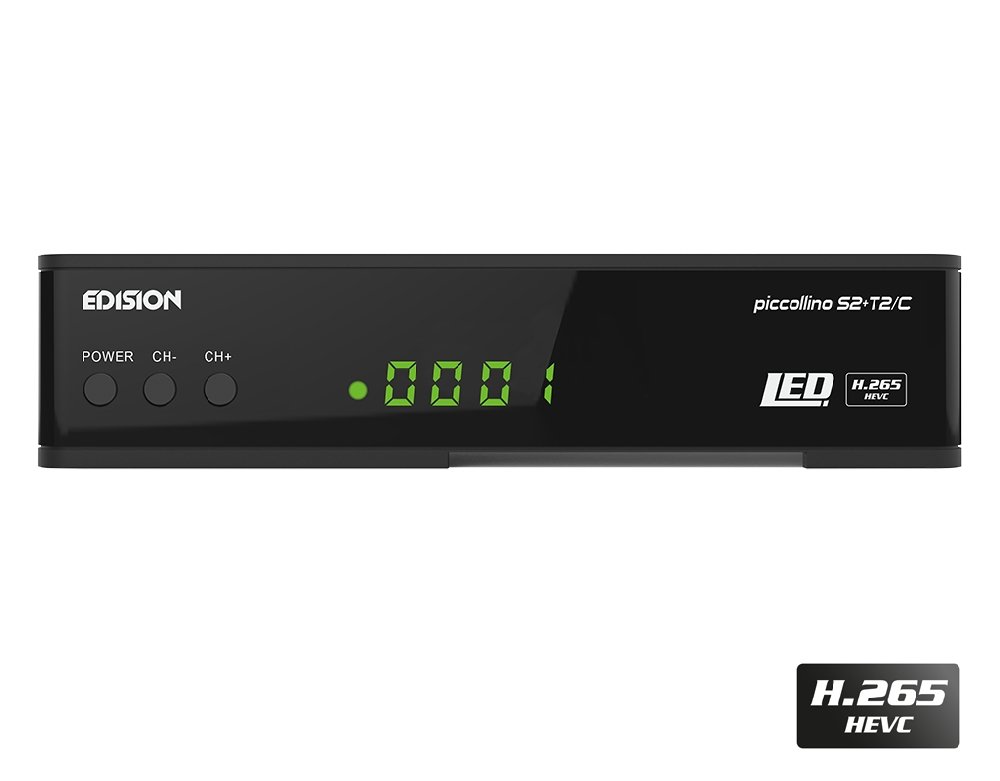 Edison Piccollino S2+T2/C Full HD Satelliten-Kabel-Receiver FTA HDTV DVB-S2/C/T2 (HDMI, AV, USB 2.0,Display,IR-Auge,CA,LAN) Deutsch vorpr.inkl.Wlanabel und HDMI Kabel