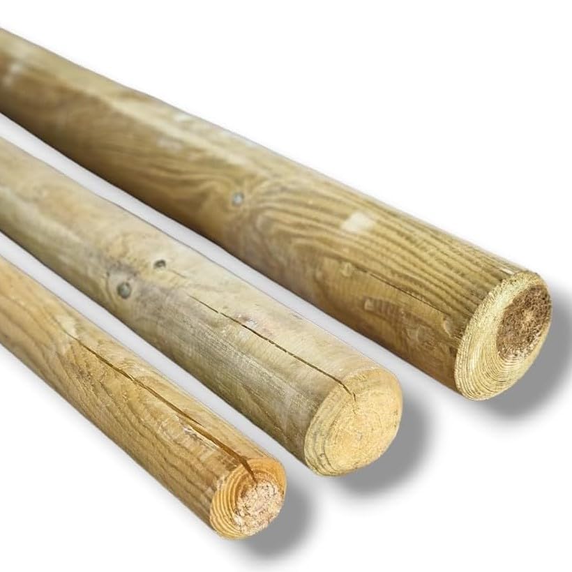 MyTimber Zaunpfosten aus imprägniertem Holz KDI | Pfosten rund als Baumpfahl Holzpalisade | 6cm 8cm 10cm (8 cm 200 cm)